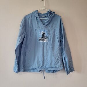 Light Blue Pullover Hooded Anorak Sweatshirt by Lands' End
